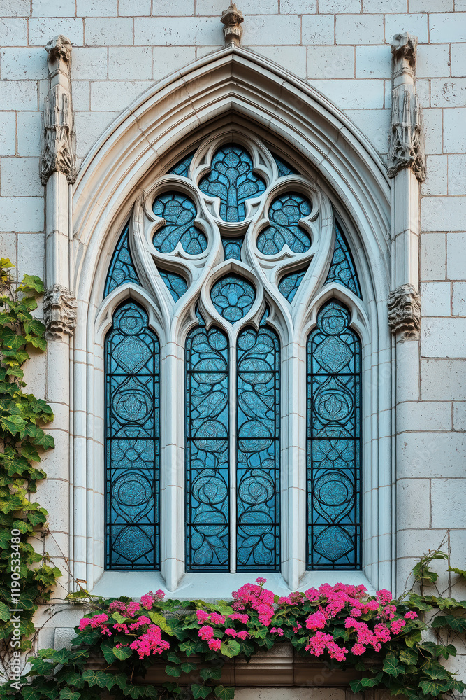Aufkleber a closeup image of a gothic window. intricate details. created with generative ai technology