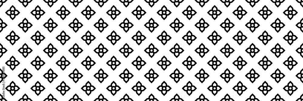 Poster horizontal seamless of black beautiful digital flower for pattern and background.