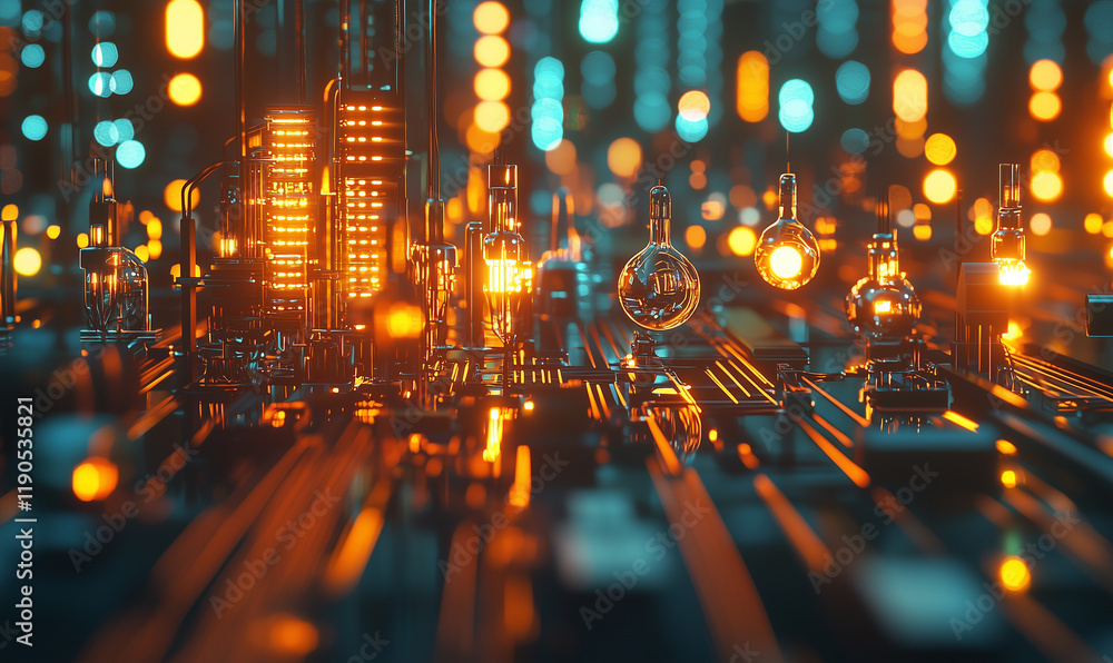 Poster abstract close-up of a circuit board with glowing elements, showcasing a blend of technology and vib