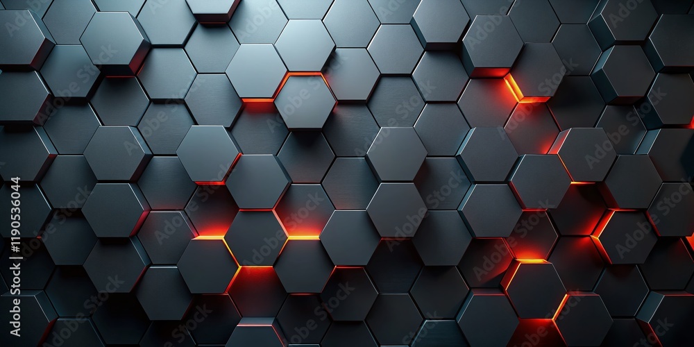 Poster dark hexagon abstract background: modern geometric design with copy space for text or logo