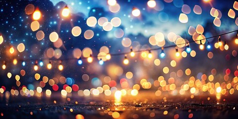 Dark Night Labor Day Background with Glowing Lights and Copy Space for Seasonal Message