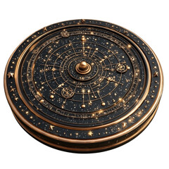 Naklejka premium Celestial Orrery Awe Inspiring Cosmic Design Sparkling Stars Gold Accents