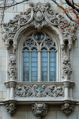 Fototapeta premium A closeup Image of a Gothic Window. Intricate details. Created with Generative AI technology