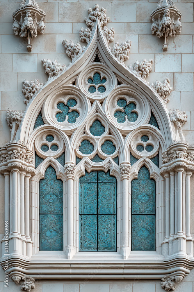Aufkleber a closeup image of a gothic window. intricate details. created with generative ai technology