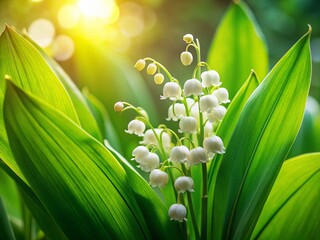 Obraz premium Delicate Lily of the Valley Flowers in Soft Focus Background - Spring Floral Stock Photo