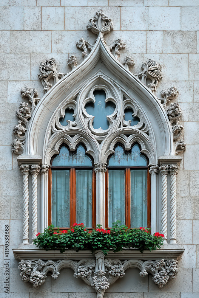 Aufkleber a closeup image of a gothic window. intricate details. created with generative ai technology