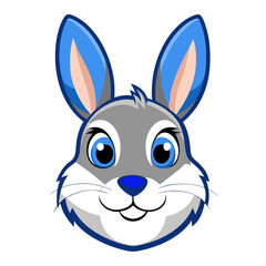 Head rabbit on background white