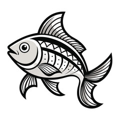 Cute Cartoon Fish Illustration for Coloring Books or Designs