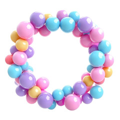Pastel Balloons forming a joyful circular frame perfect for celebrations