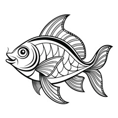 Cute Cartoon Fish Illustration for Coloring Books or Designs