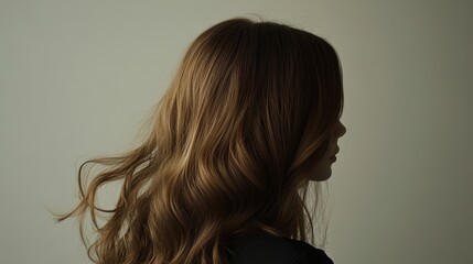 Obraz premium Beautiful model girl with Brown hair strand,silky healthy chestnut wavy hair strand,hair wavy ribbon, with smooth,Keratin straightening,Treatment,straight long hair,procedures,Smooth hairstyle.