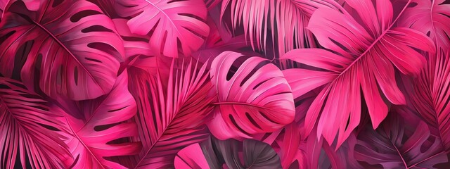 Pink Paradise: A vibrant and lush composition of pink tropical leaves, creating a bold and exotic backdrop. The varying shades of pink add depth and visual interest.