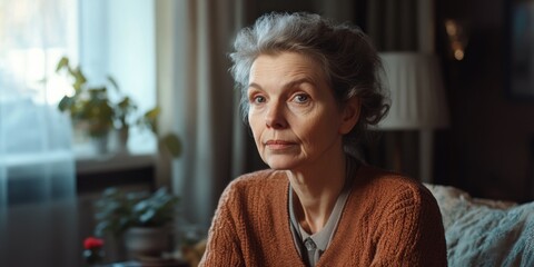Senior Woman Sitting on Couch