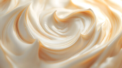 
Close-up of a smooth, creamy yogurt swirl in a bowl, close up of cream