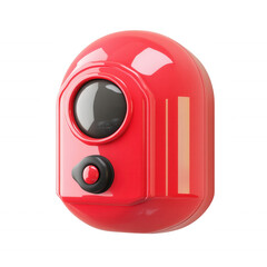 Red retro-style alarm clock, isolated on transparent or white background