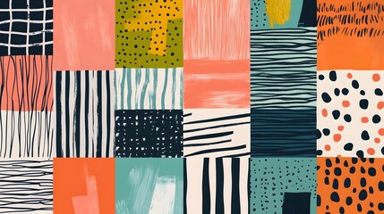 Abstract Collage Featuring Bold Geometric Patterns and Textures