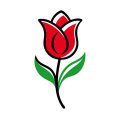 Tulip Flower Vector Art Illustration - Flat Minimalist Flower Design