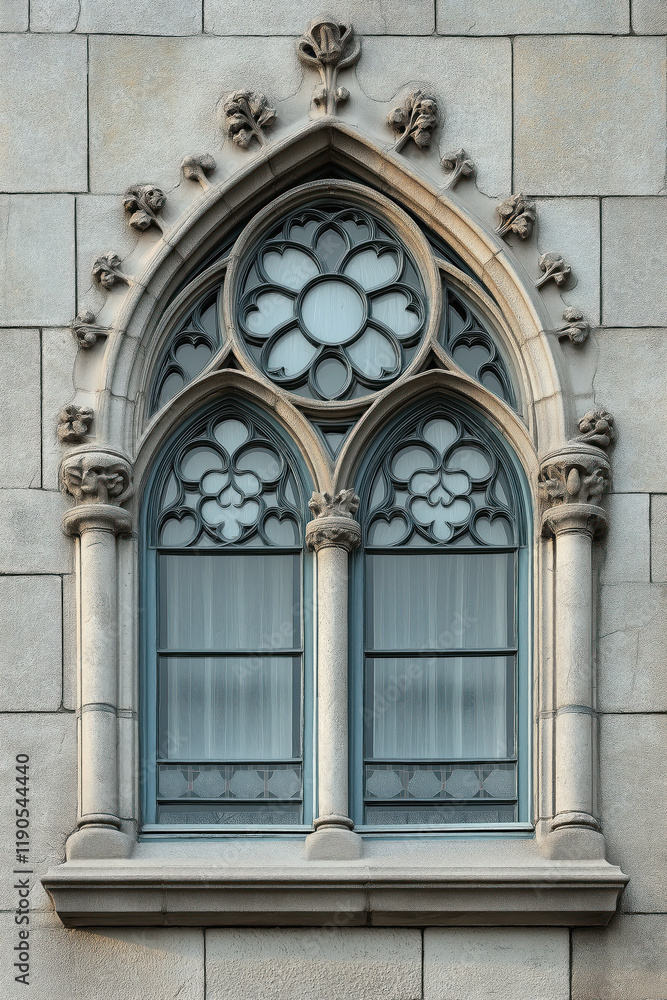 Aufkleber a closeup image of a gothic window. intricate details. created with generative ai technology