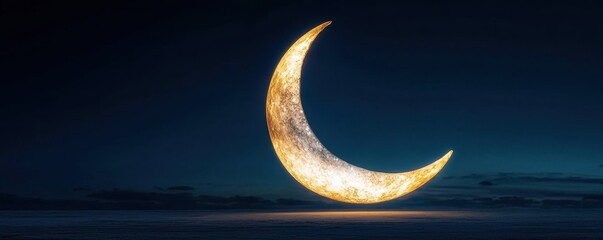 The crescent moon glowing in mystical hues, supernatural energy creating a mesmerizing cosmic effect