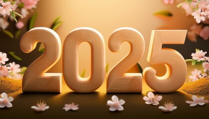 くっきりと見やすい2025とさわやかな夏っぽいアクセント、シンプルながらもスタイリッシュな背景画像 Generated by AI