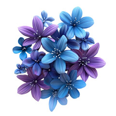 Vibrant Blue and Purple Flowers Serene Bouquet Delicate Petals Artistic Bloom