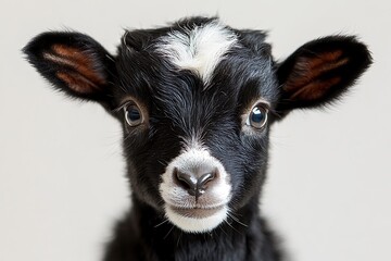 Adorable Black And White Baby Goat Portrait