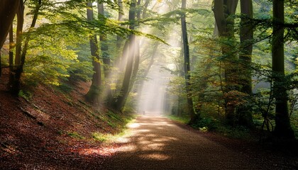 Fototapeta premium The light path invites exploration and wonder. 