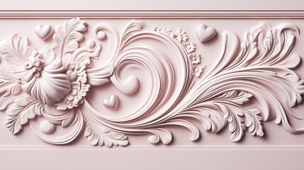 Elegant Pink Floral Ornament with Hearts Design
