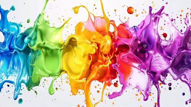 abstract vibrant colorful splash watercolor with dynamic movement on white background.