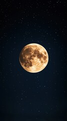 Ethereal light waves emanating from the full moon, stars shimmering vividly across the serene night sky