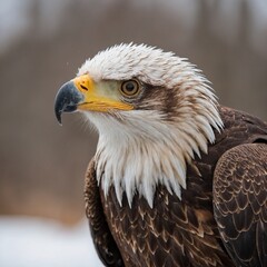 Obraz premium An eagle with a leather hood used in falconry, white background.