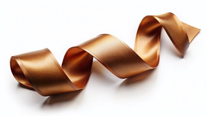 Elegant Brown Satin Ribbon Silhouette, Isolated on White Background - Perfect for Design Projects