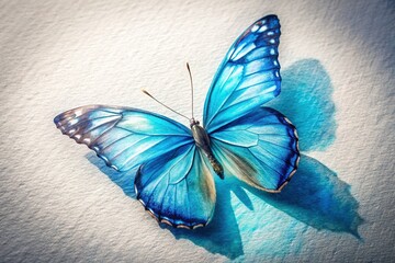 Blue Watercolor Butterfly Design, Hand-Drawn Insect Illustration, Nature Art Print