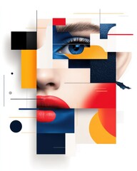 Abstract portrait blending colors and geometric shapes