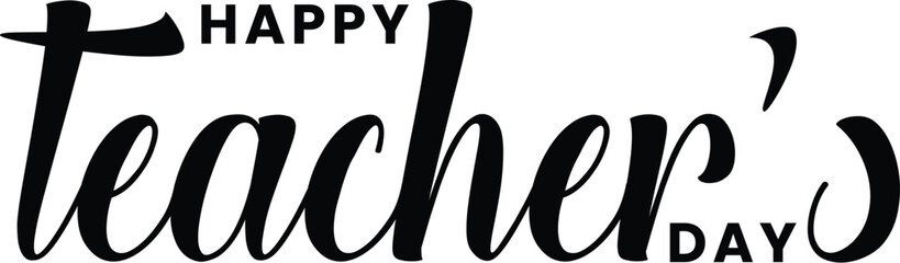 Happy teachers day calligraphy brush text banner in white background.