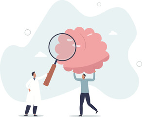 Neurosurgery doctor as brain and head health specialist.Patient medical examination with MRI scan.flat characters.