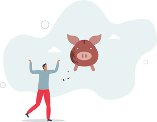 Debt and loan problem, financial mistake, poverty or bankruptcy concept.flat characters.