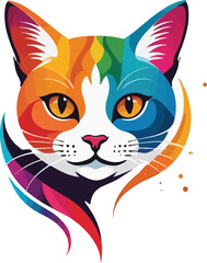 Cat vector design, Cat logo and icon design, Colorful Cat vector design