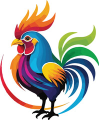 Colorful Cock vector design, Cock logo and icon design, Cock vector design