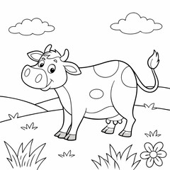 Cow  coloring page ,kids coloring page , coloring page for kids, animal coloring page, KDP, Animal Coloring Page For Kids,  line art 