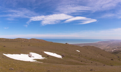 Beautiful Caucasus mountains in the snow.