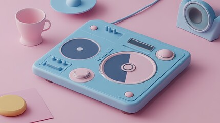Fototapeta premium Pastel boombox, pink background, studio shot, music concept