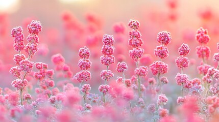 Fototapeta premium Frosty Pink Wildflowers in Bloom A Dreamy Nature Background for Spring and Floral Design
