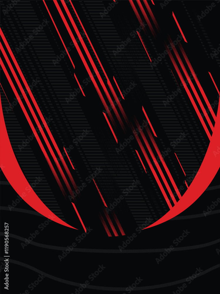 Poster abstract red stripes and circular design: this dynamic abstract background features bold red stripes