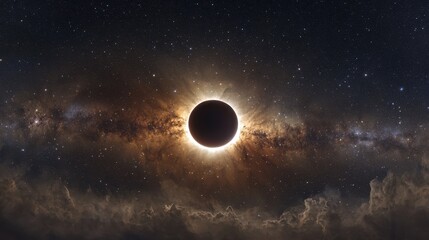 Fototapeta premium Cosmic Eclipse with Starry Background