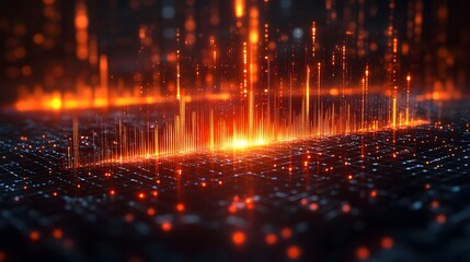 Dynamic isometric 3D render showcasing business performance with blurred graph background