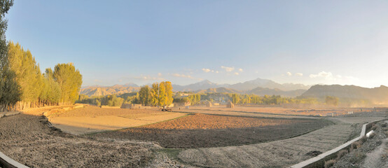 Fototapeta premium View of the Afghan Bamian Valley near the rock with Buddhas