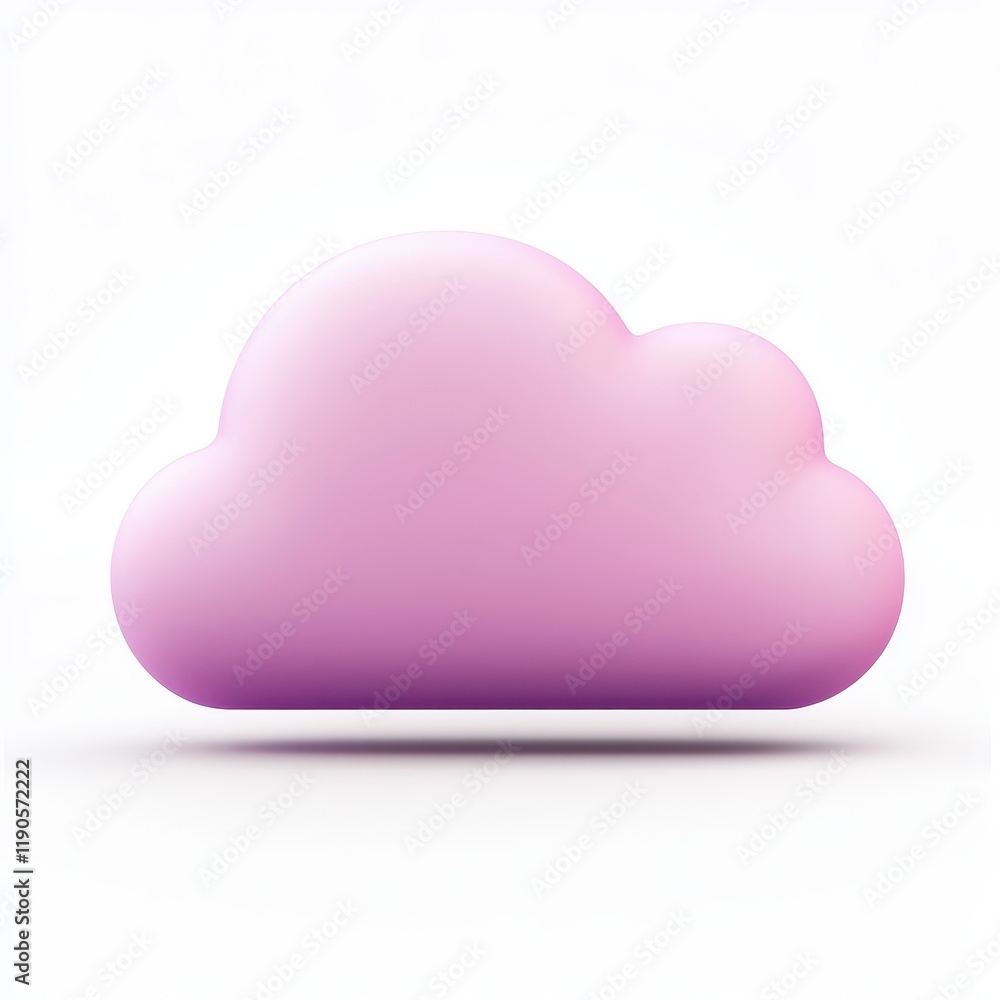 Poster pink 3d cloud icon soft pastel cloud shape digital design element cloud computing symbol