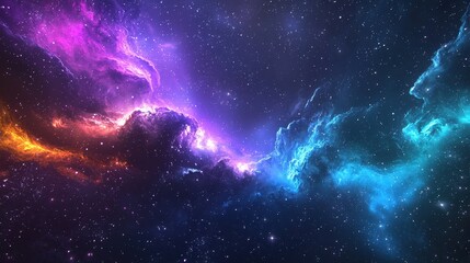 Obraz premium Cosmic Aurora with Starry Sky
