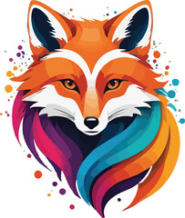 Obraz premium Colorful Fox vector design, Fox logo and icon design, Fox head vector design